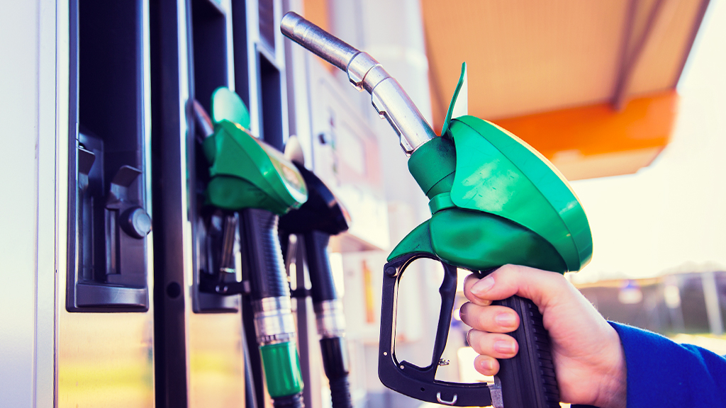 Persona che fa rifornimento al distributore di benzina