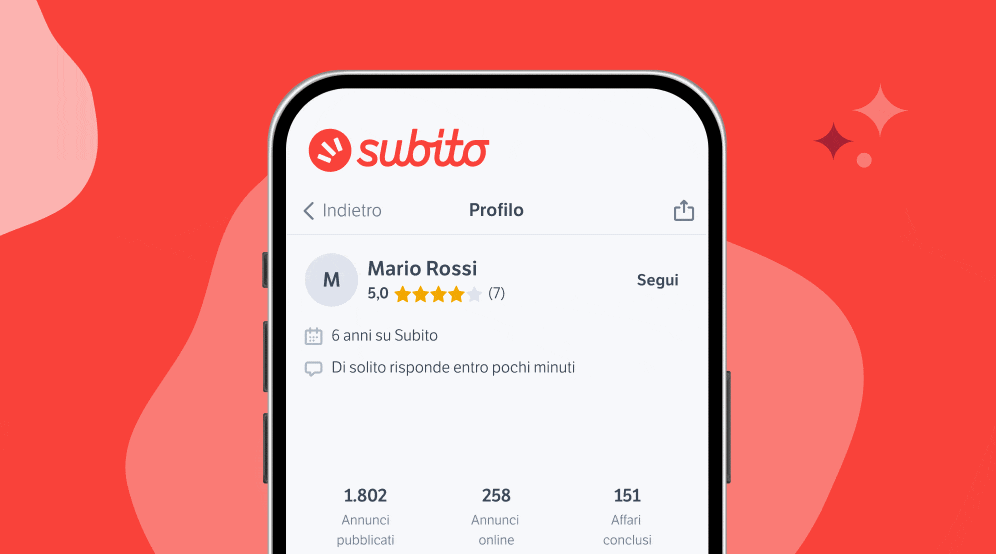 Telefono con profilo di Subito con Badge