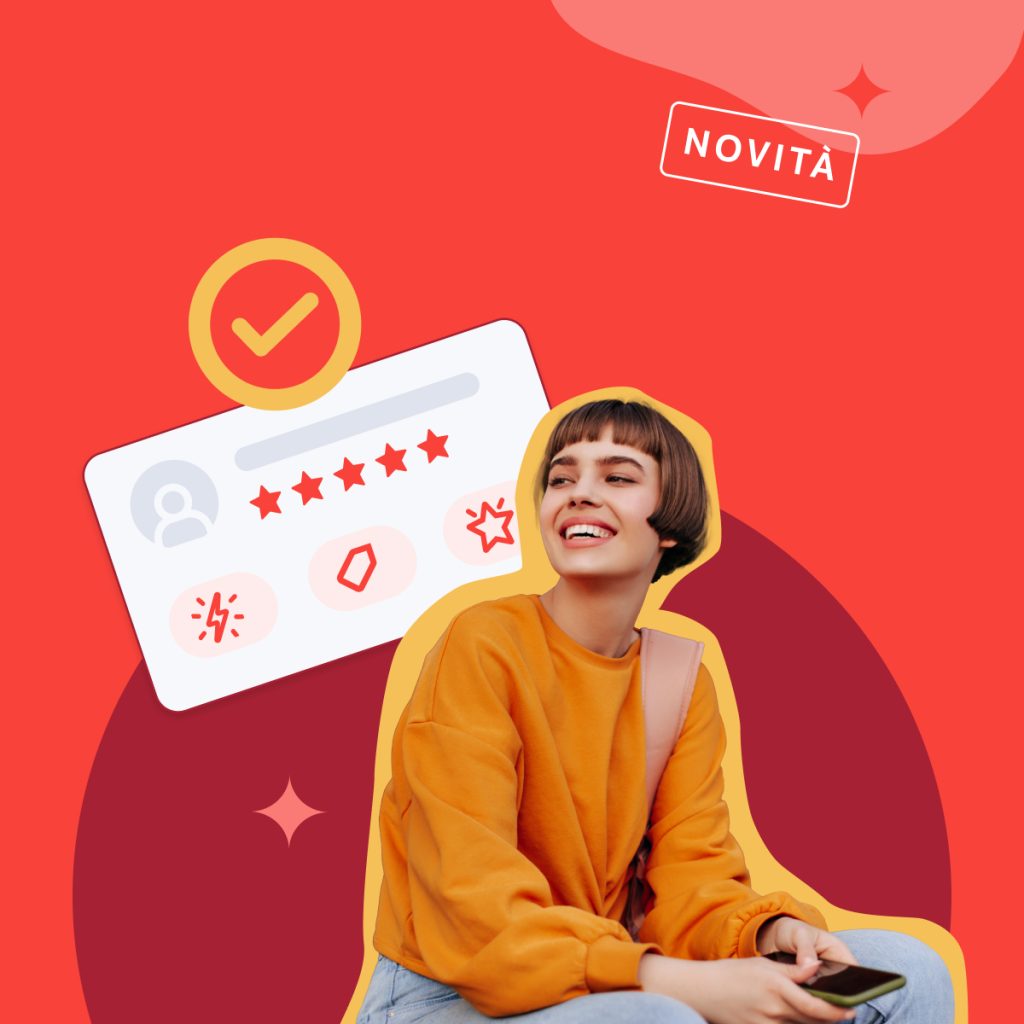 ragazza con profilo di Subito con Badge stilizzato